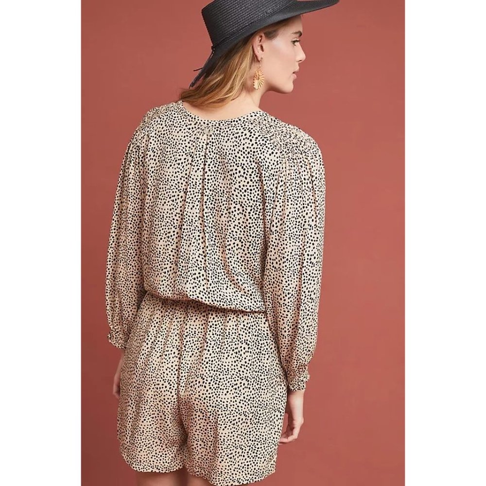 Anthropoplogie Beachgold Chelsea Romper Long Sleeve Animal Print size XS - Picture 2 of 10